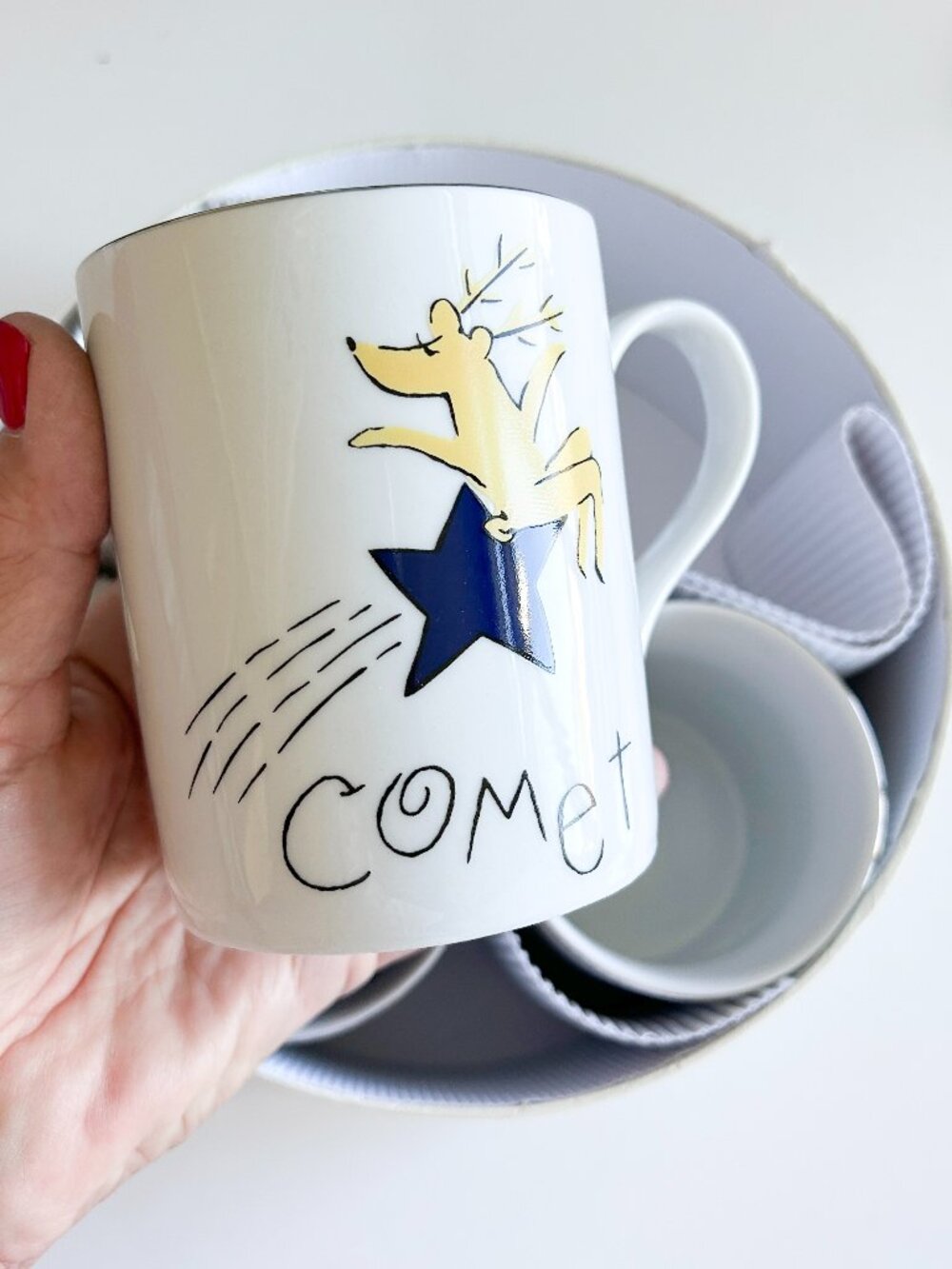 Pottery Barn Reindeer Mugs Set of 4